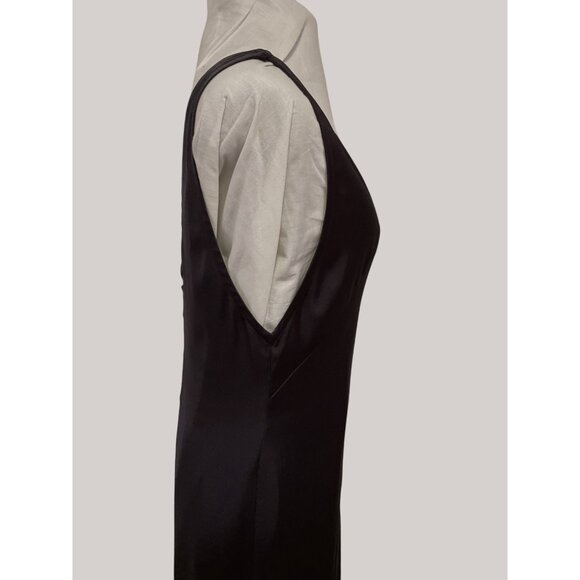 Theory Navy Slip Dress W/ Plunging Neckline Front Slit Size 2 - Picture 3 of 8